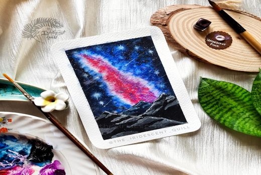 Watercolor Galaxy Landscape with Amritanshu